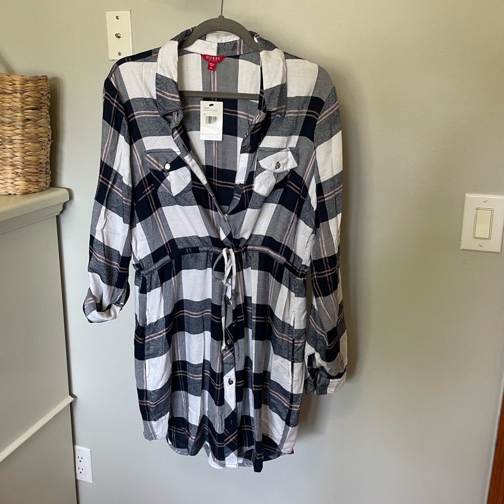 Guess plaid button up dress